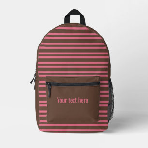 Pink Brown Stripes Seamless Personalize Pattern Printed Backpack