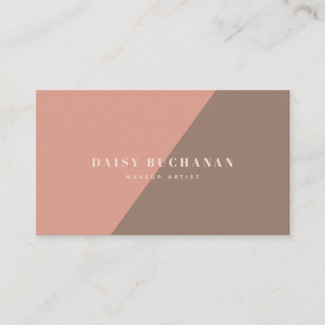 Pink & Brown Stylish Block Business Card (Front)