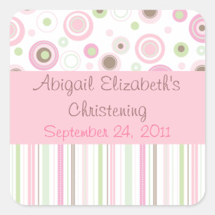 Pink Brown Sweet Girl Polka Dot Favour Sticker