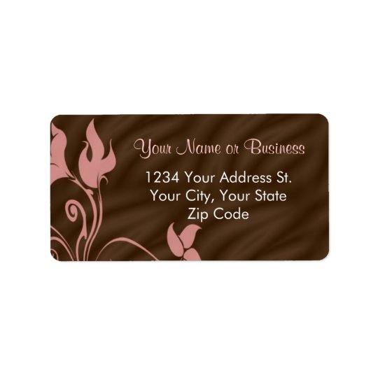 Pink Brown Swirl Address Label