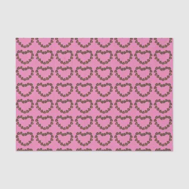 Pink Brown Valentine's Chocolate Drop Heart Candy Tissue Paper (Front)