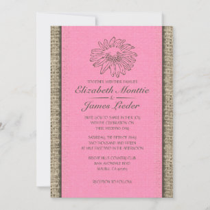 Pink & Brown Vintage Lace Wedding Invitations