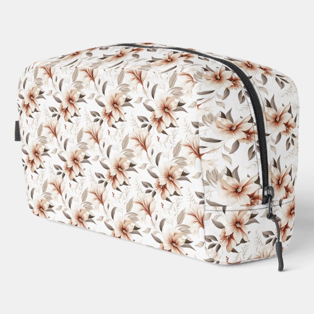 Pink Brown Watercolor Wildflower Dopp Kit (Right Corner)