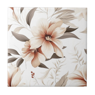 Pink Brown Watercolor Wildflower Tile