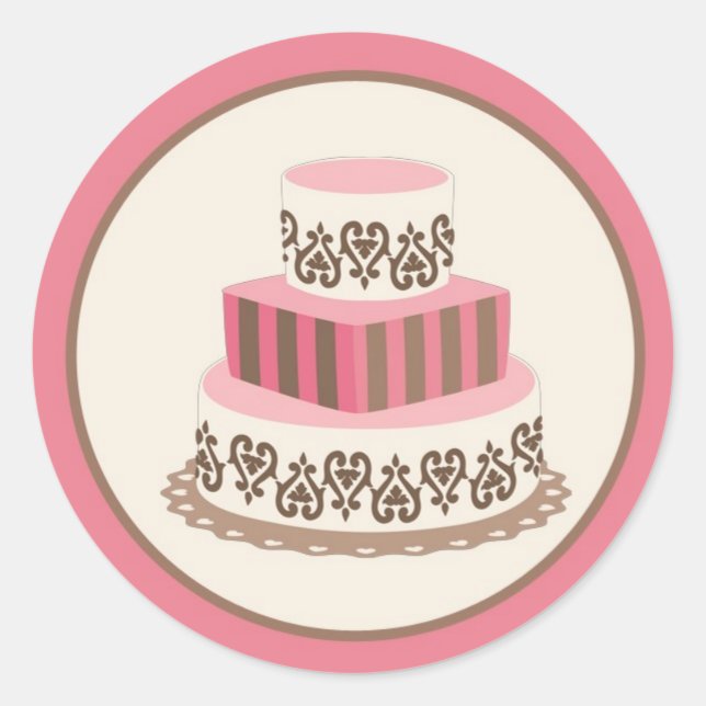 Pink/Brown Wedding Cake Envelope Seal (Front)
