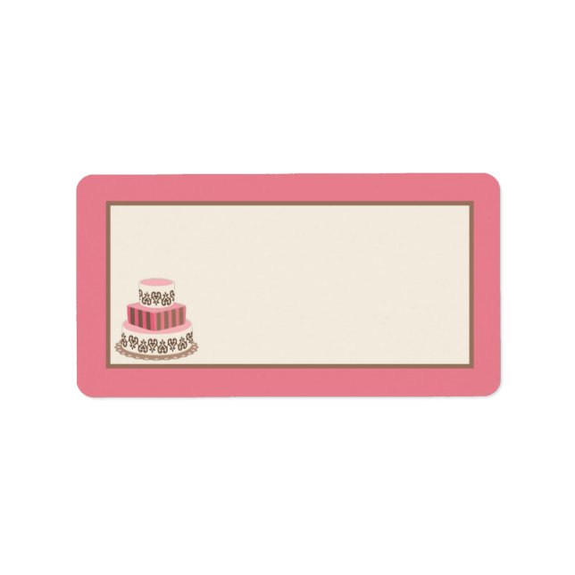 Pink/Brown Wedding Cake Mailing Address Label (Front)