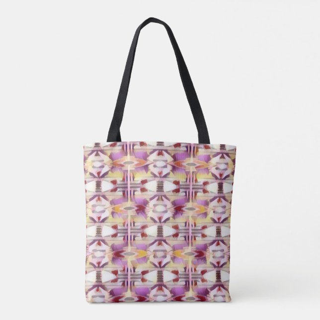 Pink, Brown, Yellow & White Tribal Tapestry Tote Bag (Back)