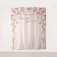 Pink Brunch & Bubbly floral Bridal Shower backdrop