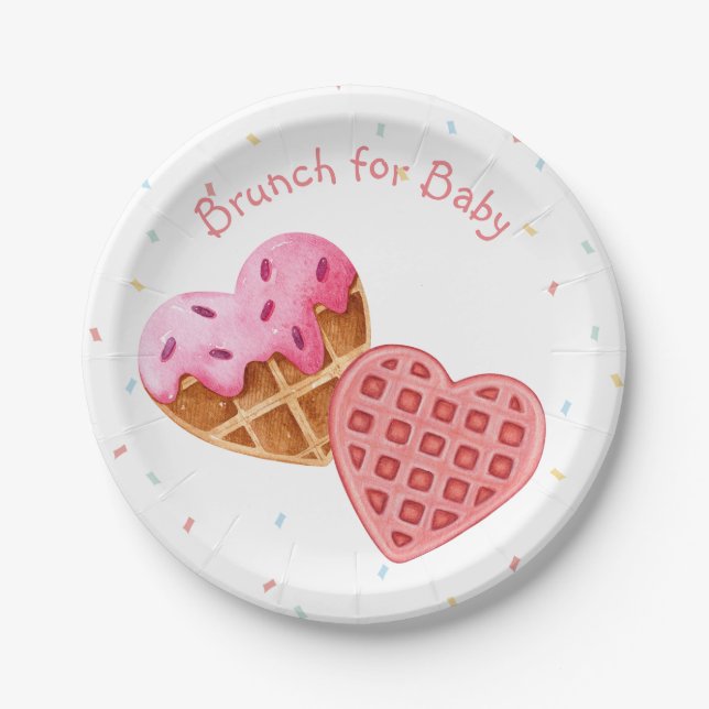 Pink brunch for baby shower paper plate (Front)