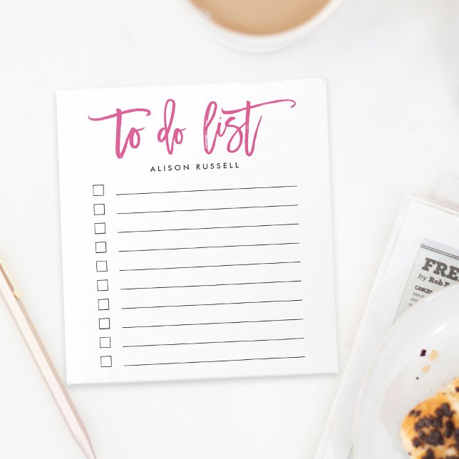 Pink | Brush Lettered Personalised To Do List Notepad (Creator Uploaded)