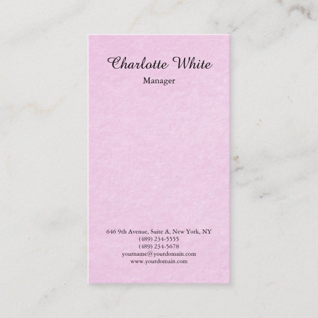 Pink Brush Script Modern Feminine Elegant Business Card (Front)