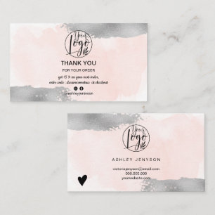 Pink brush silver brush logo order thank you business card