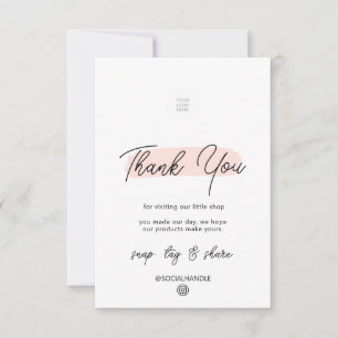 Pink Brush Stroke Thank You For Shopping  Card