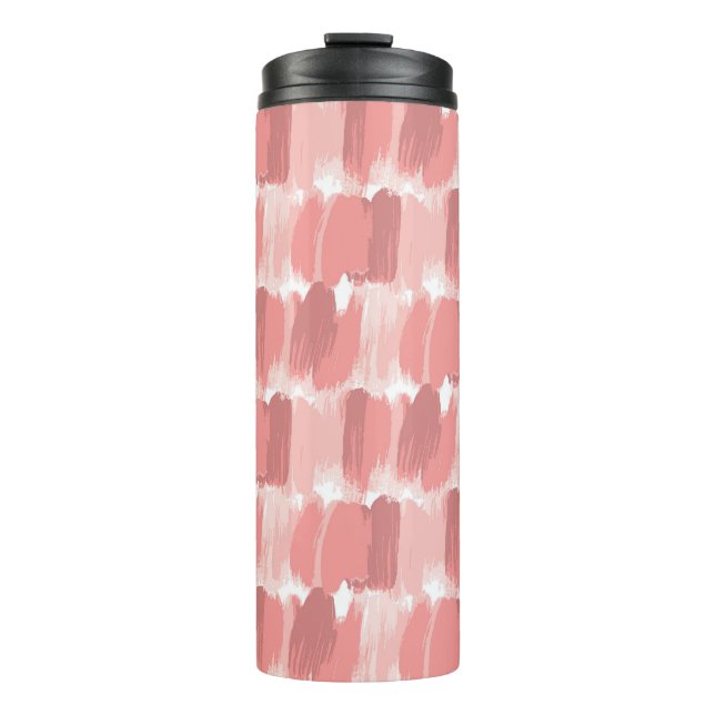 Pink Brush Strokes Oil Pattern Thermal Tumbler (Front)