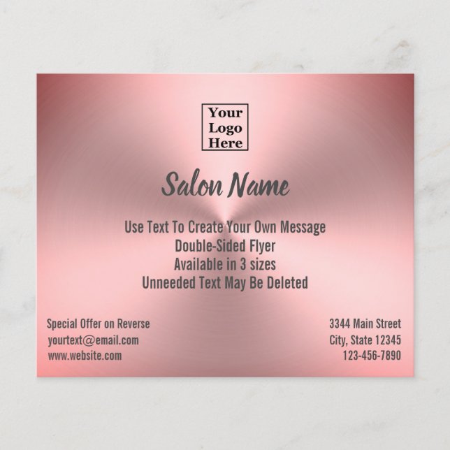 Pink Brushed Metal Look Salon Template Flyer (Front)