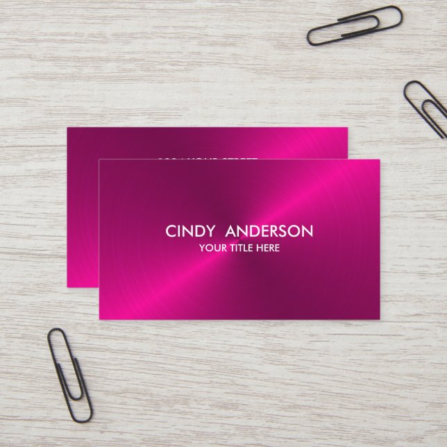 Pink Brushed Metal Sheen Business Card (Front/Back In Situ)