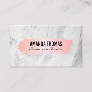 Pink Brushed White Marble Business Card