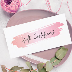 Pink Brushstroke Business Logo Gift Certificate   
