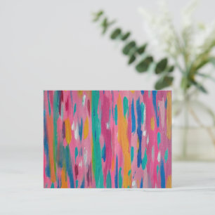 Pink Brushstrokes Abstract Print Postcard