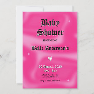 Pink Brushstrokes y2k retro Baby Shower Invitation