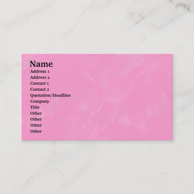 Pink Brushy Texture Business Card (Front)