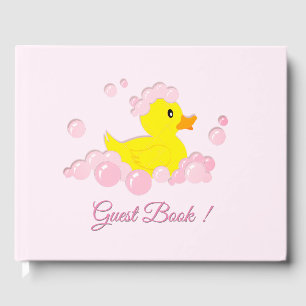 Pink Bubble Bath Baby Girl Shower Guest Book