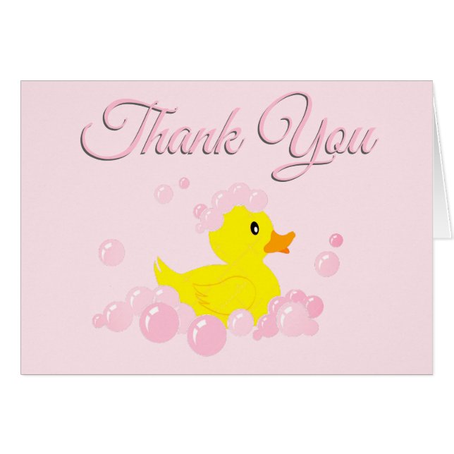 Pink  Bubble Bath Baby Thank You Blank Inside (Front Horizontal)