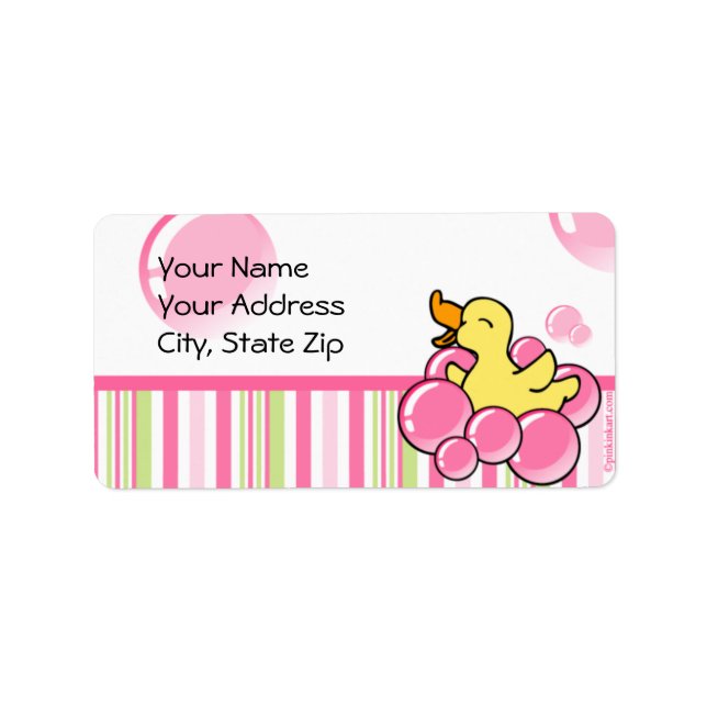 Pink Bubble Ducky Label (Front)