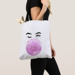 Pink Bubble Gum Aesthetic, Cute Pastel Retro Style Tote Bag