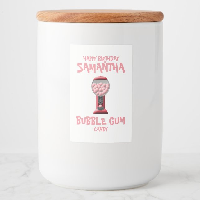 Pink Bubble Gum Candy Machine Food Label (Front)