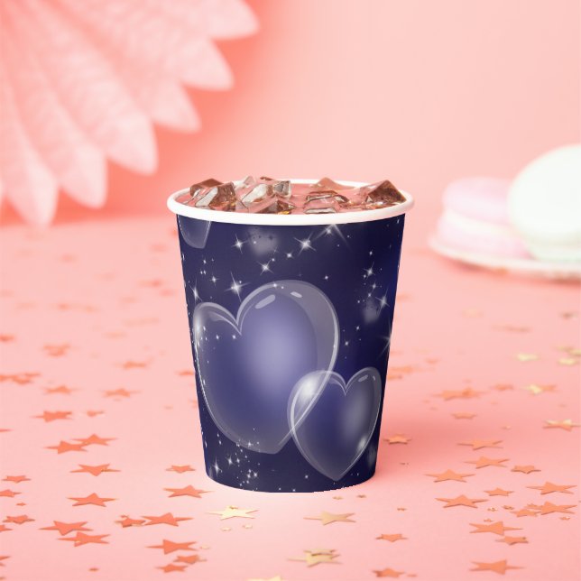 Pink Bubble Hearts Cute Girly 90's Style Birthday Paper Cups (Insitu)