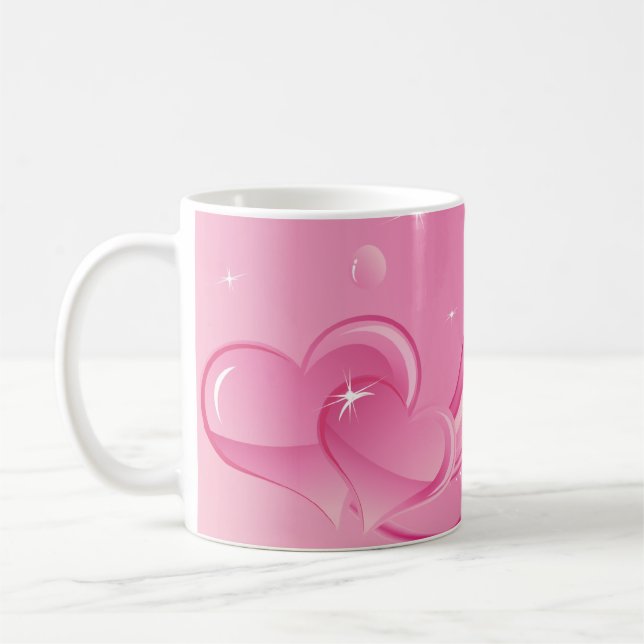Pink Bubble Hearts Mug (Left)