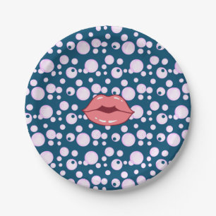 Pink Bubble Lips Paper Plate