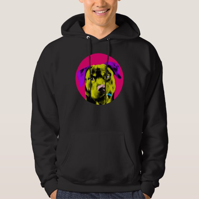 Pink Bubble Rottweiler Pop Relaxed Fit Hoodie (Front)