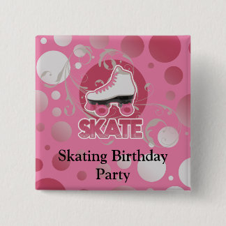 Pink Bubble Swirl Roller Skate, Skating 15 Cm Square Badge