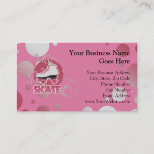 Pink Bubble Swirl Roller Skate, Skating Business Card