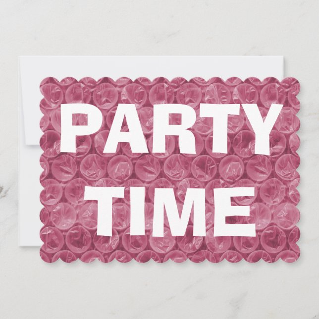 Pink bubble wrap birthday party invitation (Front)