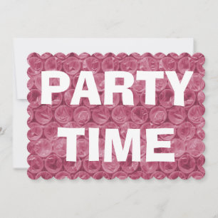 Pink bubble wrap birthday party invitation