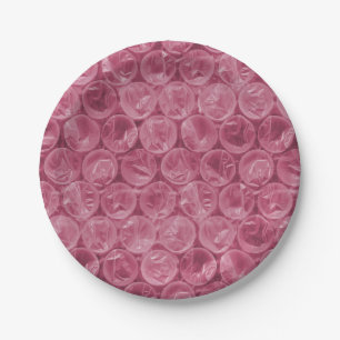 Pink bubble wrap pattern paper plate