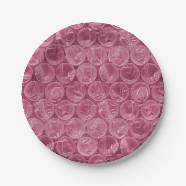 Pink bubble wrap pattern paper plate (Front)