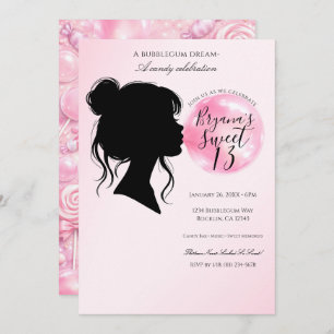 Pink Bubblegum Dream Candy Birthday Celebration   Invitation