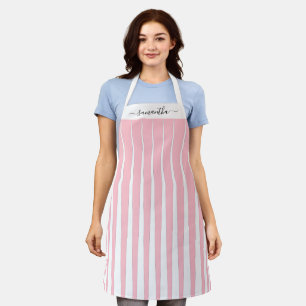 Pink Bubblegum Irregular Vertical Stripes Apron