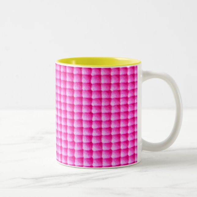 Pink bubblegum texture pattern Two-Tone coffee mug (Right)