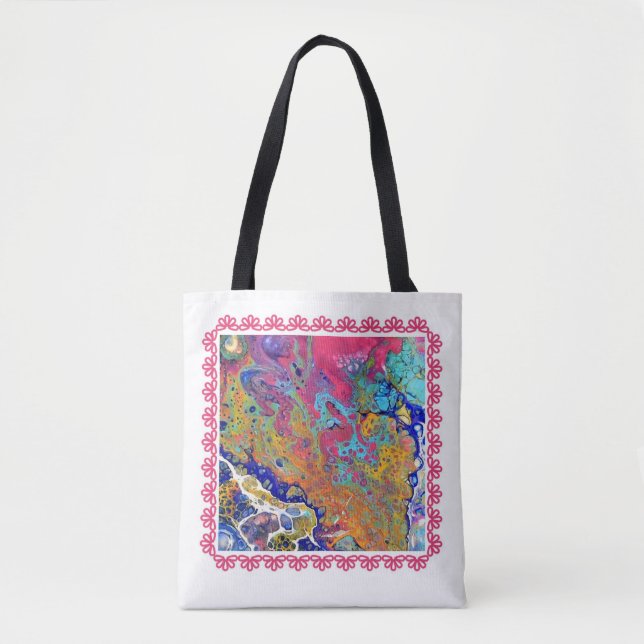 Pink Bubbles  Acrylic Pour  Tote Bag (Front)