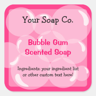 Pink Bubbles Bubble Gum Soap Label