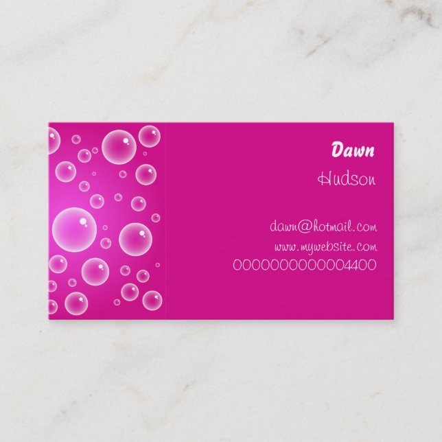Pink Bubbles, Business Card (Front)