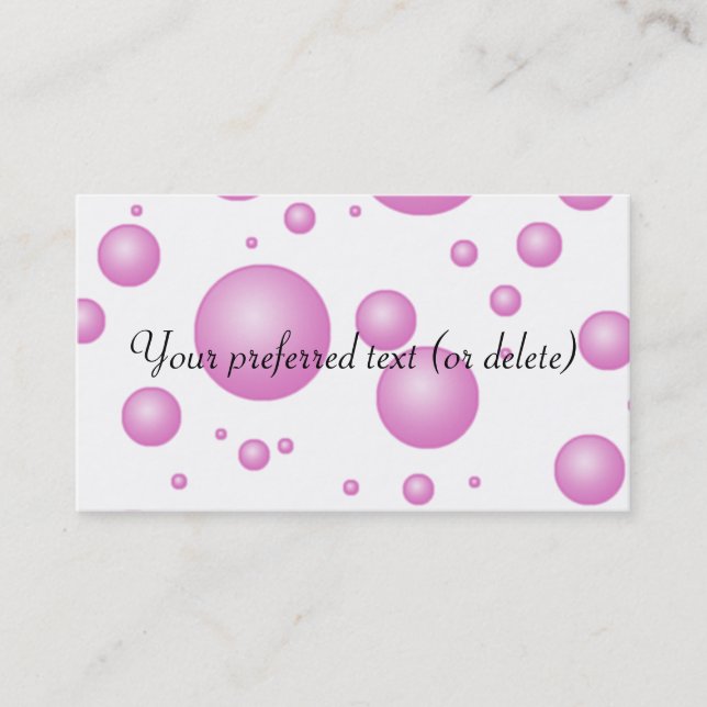 Pink Bubbles Business Cards Template (Front)