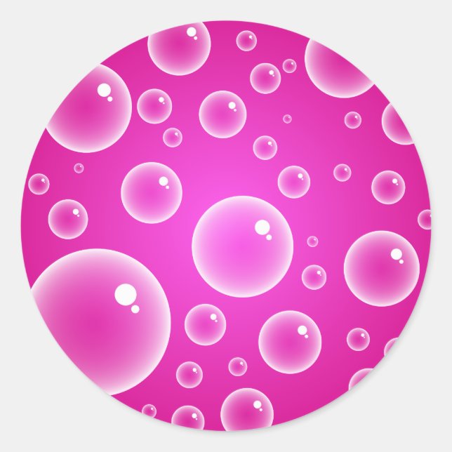 Pink Bubbles Classic Round Sticker (Front)
