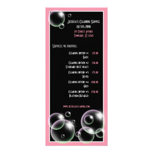 Pink Bubbles Cleaning Service Rack Cards