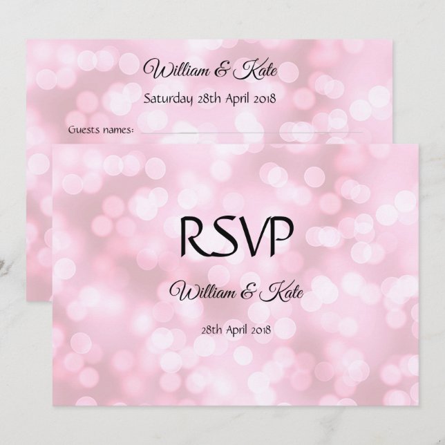 Pink bubbles custom double sided Wedding RSVP card (Front/Back)